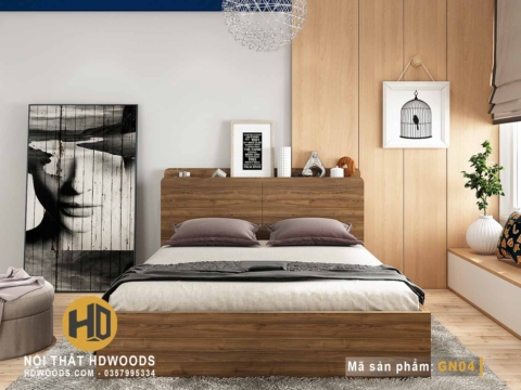 Giường ngủ gỗ MDF GN04 chống ẩm và chống xước