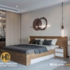 Mẫu giường gỗ đẹp GN03 ấn tượng với chỉ inox sang trọng