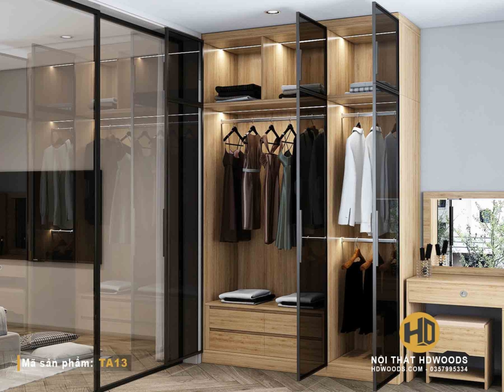 Tủ Quần Áo Cánh Kính Đẹp TA13 | Hiện Đại, Sang Trọng | Nội Thất Hdwoods