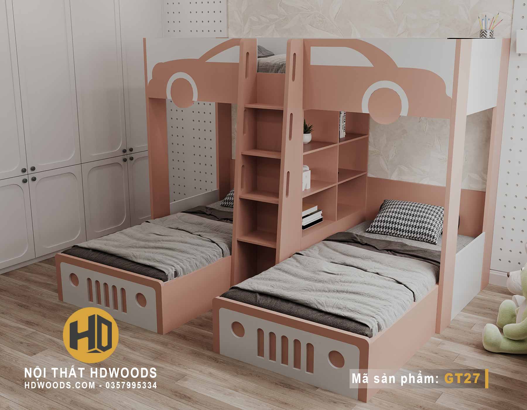 Giường 3 tầng GT27 - Cầu thang tiện lợi và an toàn cho trẻ nhỏ