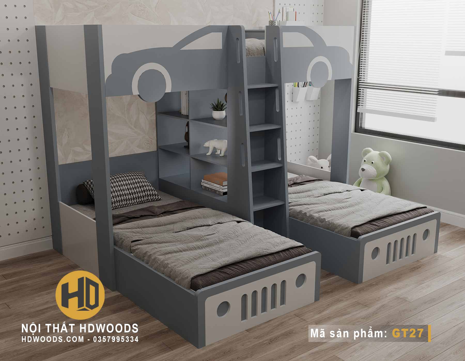 Giường 3 tầng GT27 - Cầu thang tiện lợi và an toàn cho trẻ nhỏ