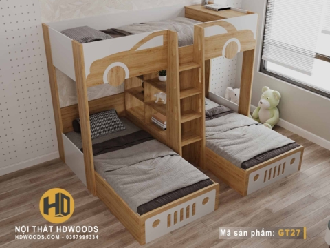 Giường 3 tầng GT27 - Tích hợp bàn học tiện lợi