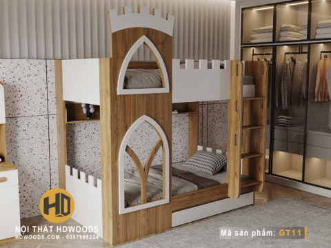 Giường Tầng Bằng Gỗ GT11 Tối Ưu Không Gian Cho Bé